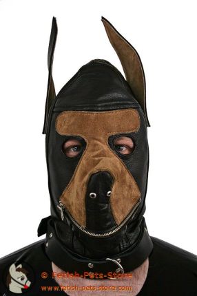 Dog Mask Leather Two-Colored