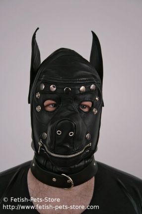 Dog Mask Leather with gag and blindfold