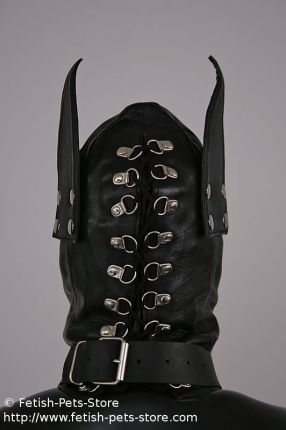 Dog Mask Leather with gag and blindfold
