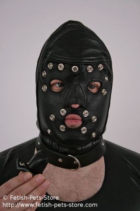 Dog Mask Leather with gag and blindfold
