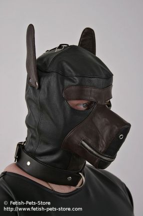 Dog Mask Leather black/brown