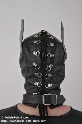 Hundemaske Leder schwarz/grau