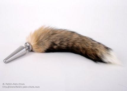 High Grade Steel Plug with fur tail, wild brown