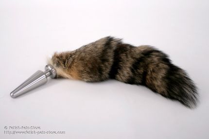 High Grade Steel Plug with fur tail, brown
