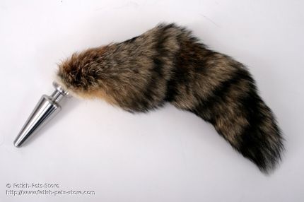High Grade Steel Plug with fur tail, brown