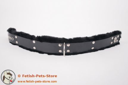 Schmales Gummi Halsband mit Fell