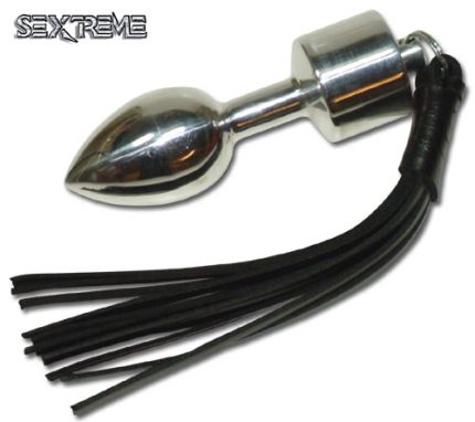 Metallplug mit Lederpeitsche