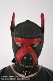 Dog Mask Leather black/red