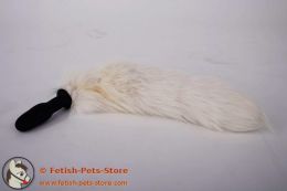 Small Plug with Fur Tail, pure white