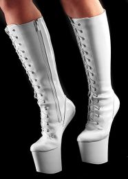 kniehohe Ponystiefel weiss