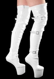 Overknee Ponystiefel weiss