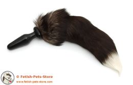 Plug with fur tail, color black/white