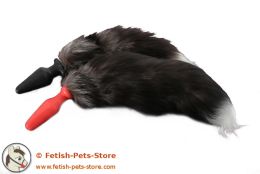 Plug mit Fellschwanz, schwarz-wei�