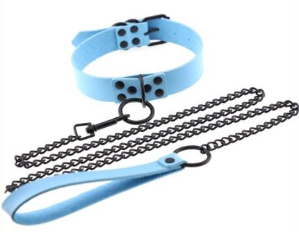 Collar with Metal Leash - multiple colors