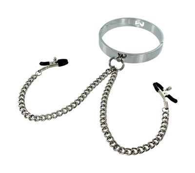 Chrom Halsband mit Nippelklemmen