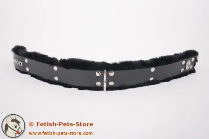 Schmales Gummi Halsband mit Fell