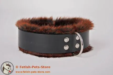Schmales Gummi Halsband mit Fell