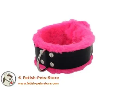 Schmales Gummi Halsband mit Fell