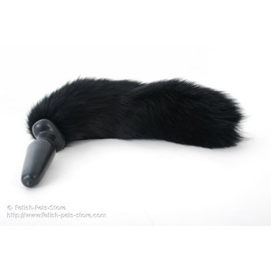 Plug with fur tail, black, size M