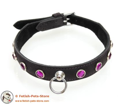 Leather Rhinestone Collar