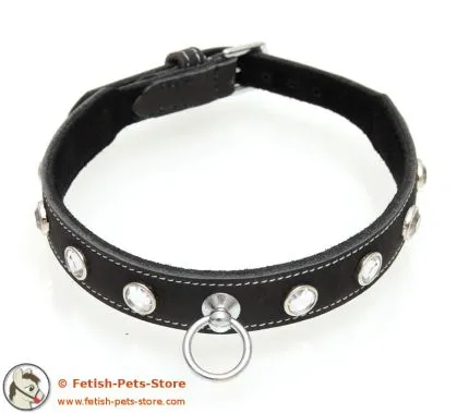 Lederhalsband mit Straß