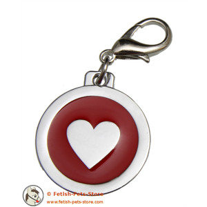 Collar Tag Heart Red