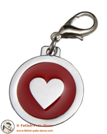 Collar Tag Heart Red