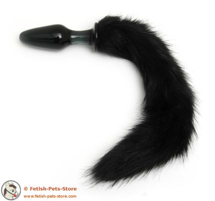 Dark Glass Plug with Fur Tail