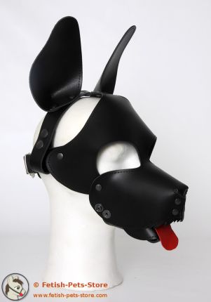 Leather Dog Hood with Removable Muzzle