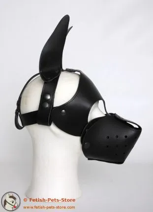 Leather Dog Hood with Removable Muzzle