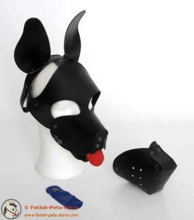Leather Dog Hood with Removable Muzzle
