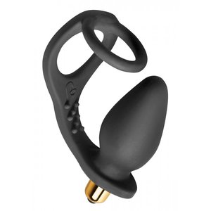 Silicone Cock Ring and Vibrating Anal Plug