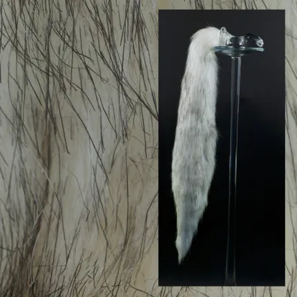 Kunstfell Schwanz Husky grau mit Glasplug