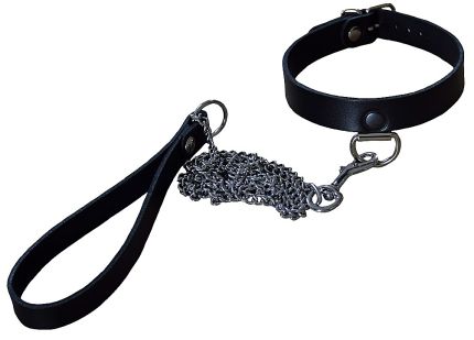 Collar with D ring and chain leash