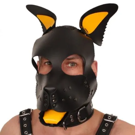 Hundemaske Zunge und Ohren Gelb