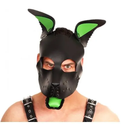 Hundemaske Zunge und Ohren Grün