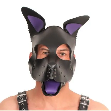 Hundemaske Zunge und Ohren Lila
