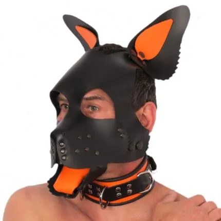 Hundemaske Zunge und Ohren Orange