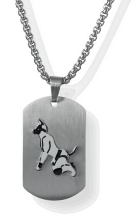 Dog Tag Puppy - Silver Brushed