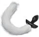 White Faux Fur Anal Plug with Vibration