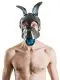 Gummi Hunde Maske Zunge und Ohren Metallic Blue