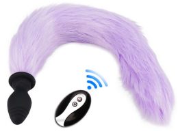 Vibrating Plug with Violet Fox Tail