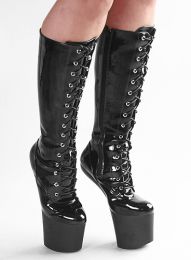 knee high pony boots black