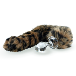 Faux Fur Tail Leopard with Glass Plug