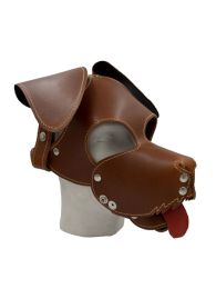Leather Dog Hood Brown with Floppy Ears and Muzzle