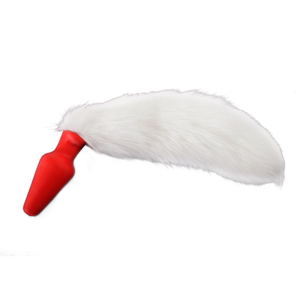 Plug with fur tail, color pure white, size L