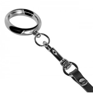Metal Cock Ring with Leash