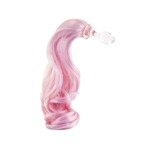 edler Ponyschweif pink mit abnehmbarem Glasplug