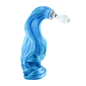 edler Ponyschweif blau mit abnehmbarem Glasplug