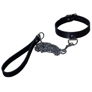 Collar with D ring and chain leash